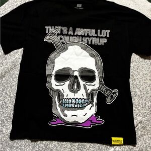 Black Graphic Tee with Skull Design